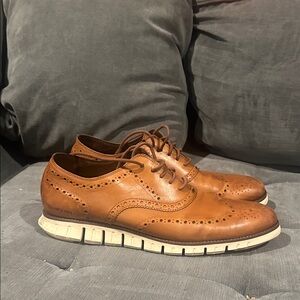 Cole Haan Brown Leather Oxfords with White Sole
